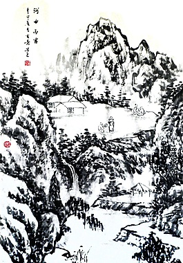 黑白山水