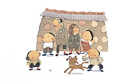 農(nóng)村懷舊兒童插畫