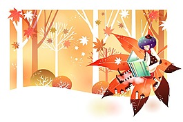 葉子上看書