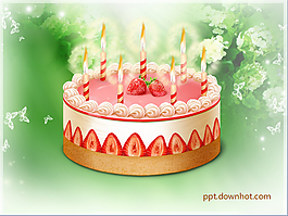 動態(tài)生日蛋糕蠟燭背景ppt模板