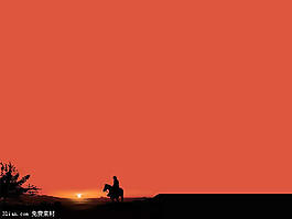 夕陽騎士風(fēng)景PPT模板