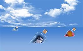 個人名片漂流瓶ppt模板