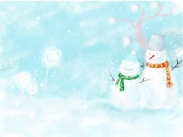 雪人清新背景ppt模板