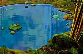 魚塘和竹子風(fēng)景PSD素材