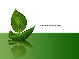 創意樹葉小船背景PPT模板