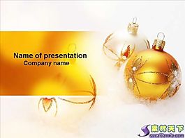 金色華麗圣誕彩球PPT模板