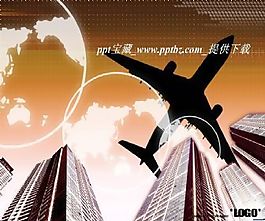 韩国商业飞机飞过ppt模板