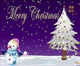 圣誕節下雪動態效果ppt模板