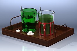 綠茶在托盤
