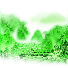 綠色寫意山水