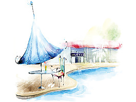 清涼夏季游泳池