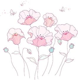 手绘素描风格花朵