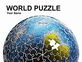 世界拼圖的PPT模板