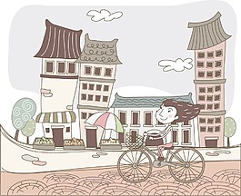 騎自行車的女生