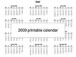 免費2009打印日歷模板