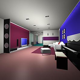 高檔住宅客廳3D模型