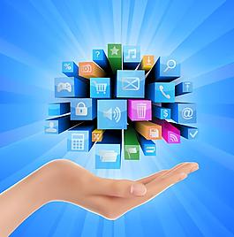 捧在手上的互聯網圖標圖片