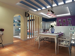 藍(lán)色地中海可愛餐廳