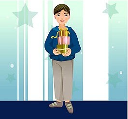 拿禮盒的男生
