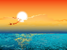 夏日悠悠沙灘夕陽