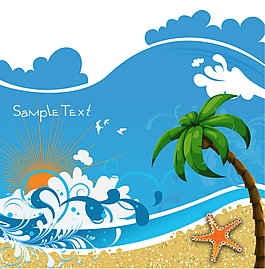 夏日悠悠椰樹海星大海