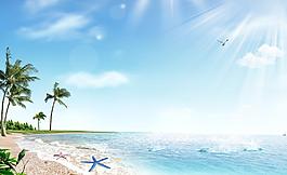 大海 沙灘 夏季海報圖片