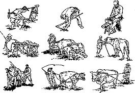 中國(guó)農(nóng)耕線稿矢量圖