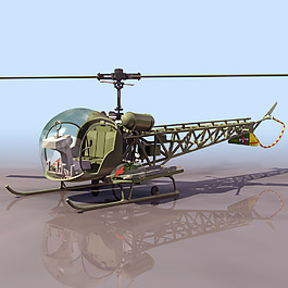 3D单人小型直升机模型