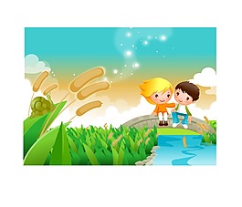 坐在木橋上的孩子