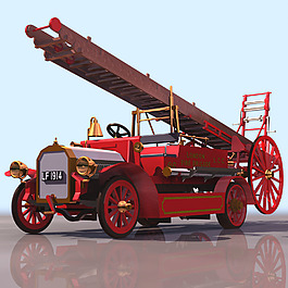 紅色古董消防車模型