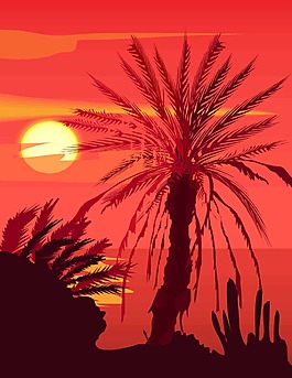 夕陽的景色