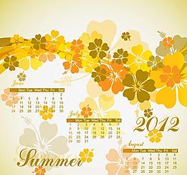 2012日歷夏天時尚花紋夢幻背景圖片