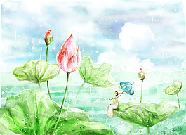 水墨荷花