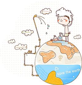 地球上洗澡的孩子