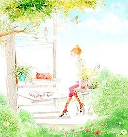 花園里的女生