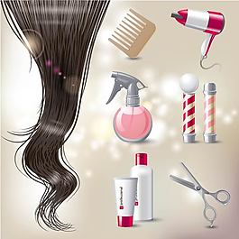 各式美容美发用品矢量图片