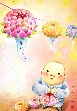 摘花燈的和尚
