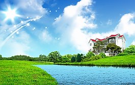 藍色天空背景壁紙