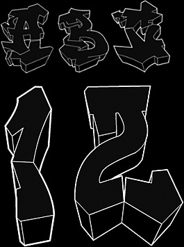 3D字母數字筆刷