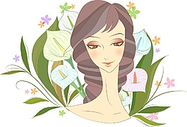 女人和百合花