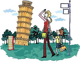 旅行的母子