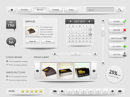 精美的灰色網頁UI界面設計元素主題包