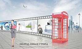 韓國(guó)城市廣場(chǎng)商業(yè)展示psd分層模板圖片