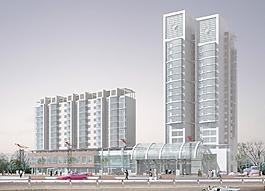 商業住宅樓后期效果圖圖片
