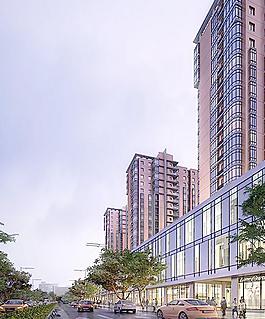 商業(yè)建筑夜景效果圖圖片