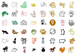線條動物矢量素材.