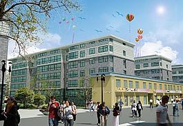 建筑后期效果圖psd分層圖片
