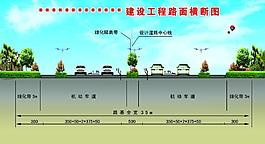 道路綠化橫斷圖圖片