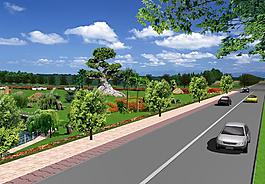馬路公園風景圖片