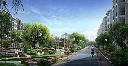 道路景觀效果圖圖片
